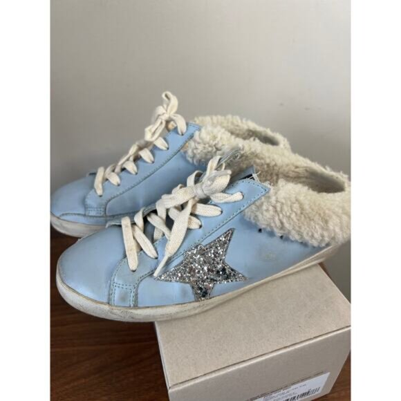 NIB Golden Goose Rare Golden Geese Suede Round Toe Slide Sneakers Blue Size: 36 - Picture 6 of 11